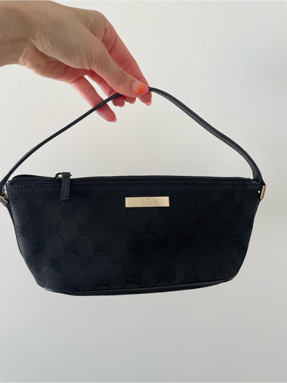 Authentic Gucci Black Monogram Canvas Pouch